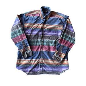 Vintage Dockers Colorful Waxy Cotton Brushpopper Thick L Button Up Western Shirt